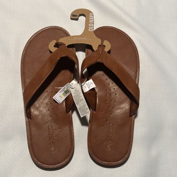 Brown Flip Flops Mens 12 13 Old Navy - Picture 1 of 2